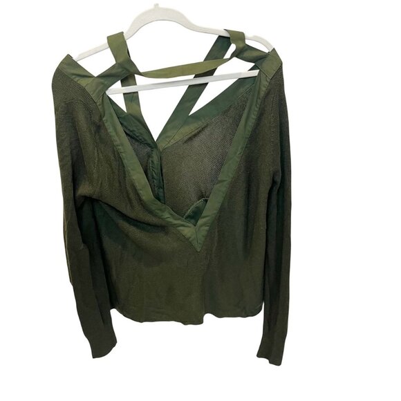 Nicholas K Green Open Back Boxy Cardigan Sweater Cold Shoulder Artsy Size Medium - Picture 2 of 5